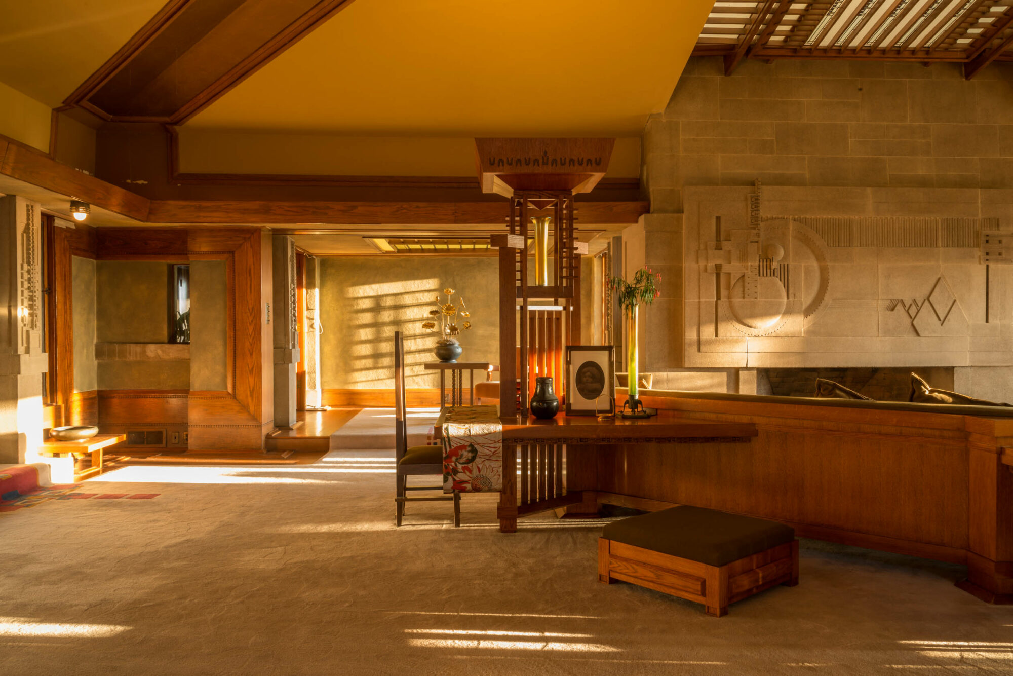 living room, hollyhock house joshua whitejwpictures.com, courtesy of hollyhock house