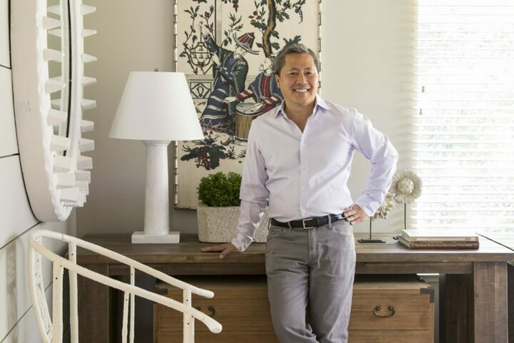 benjamin dhong in the master bedroom at his home in healdsburg, ca.